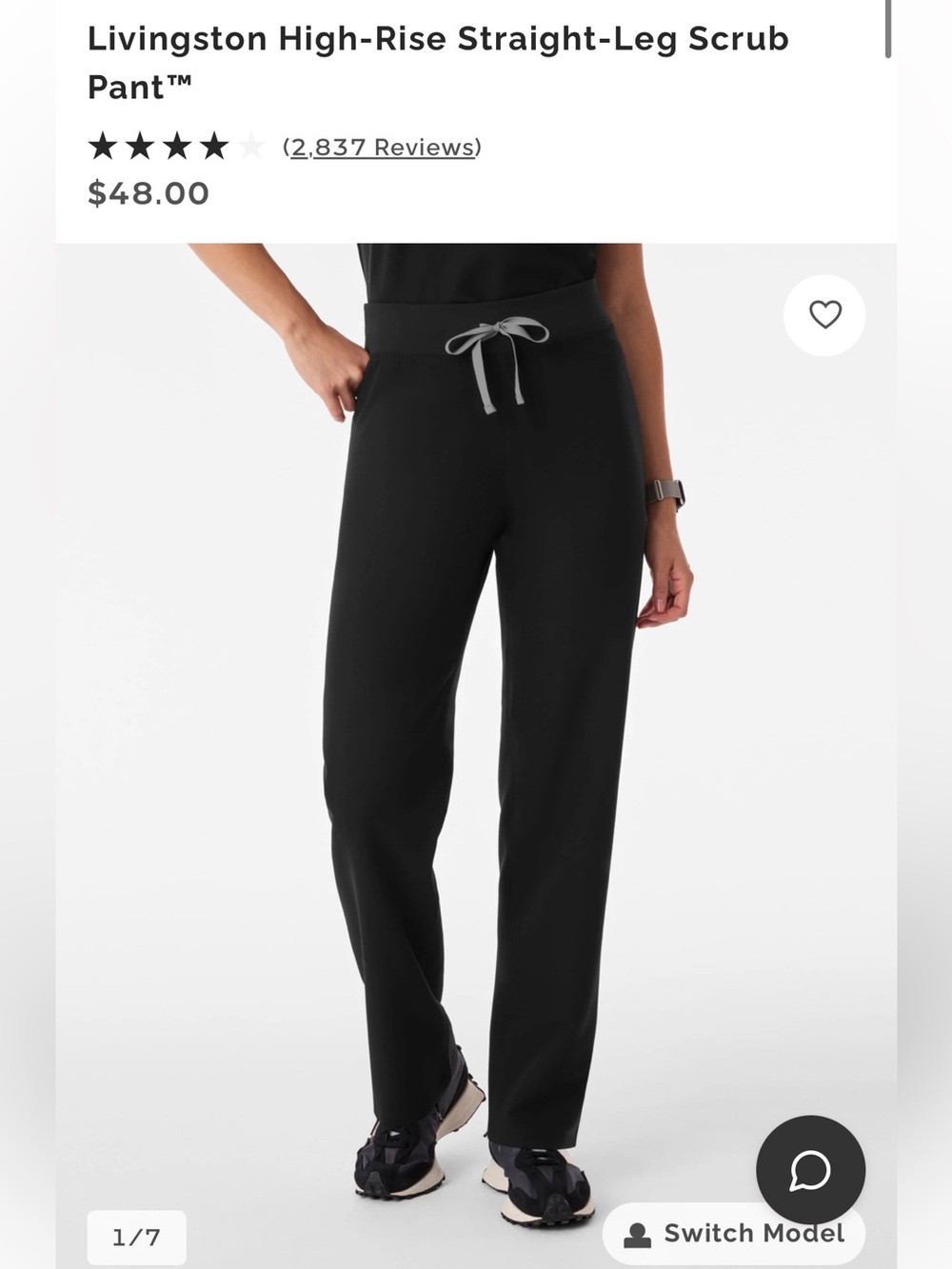 FIGS Livingston High-Rise Straight-Leg Scrub
Pant™ size XL BLACK